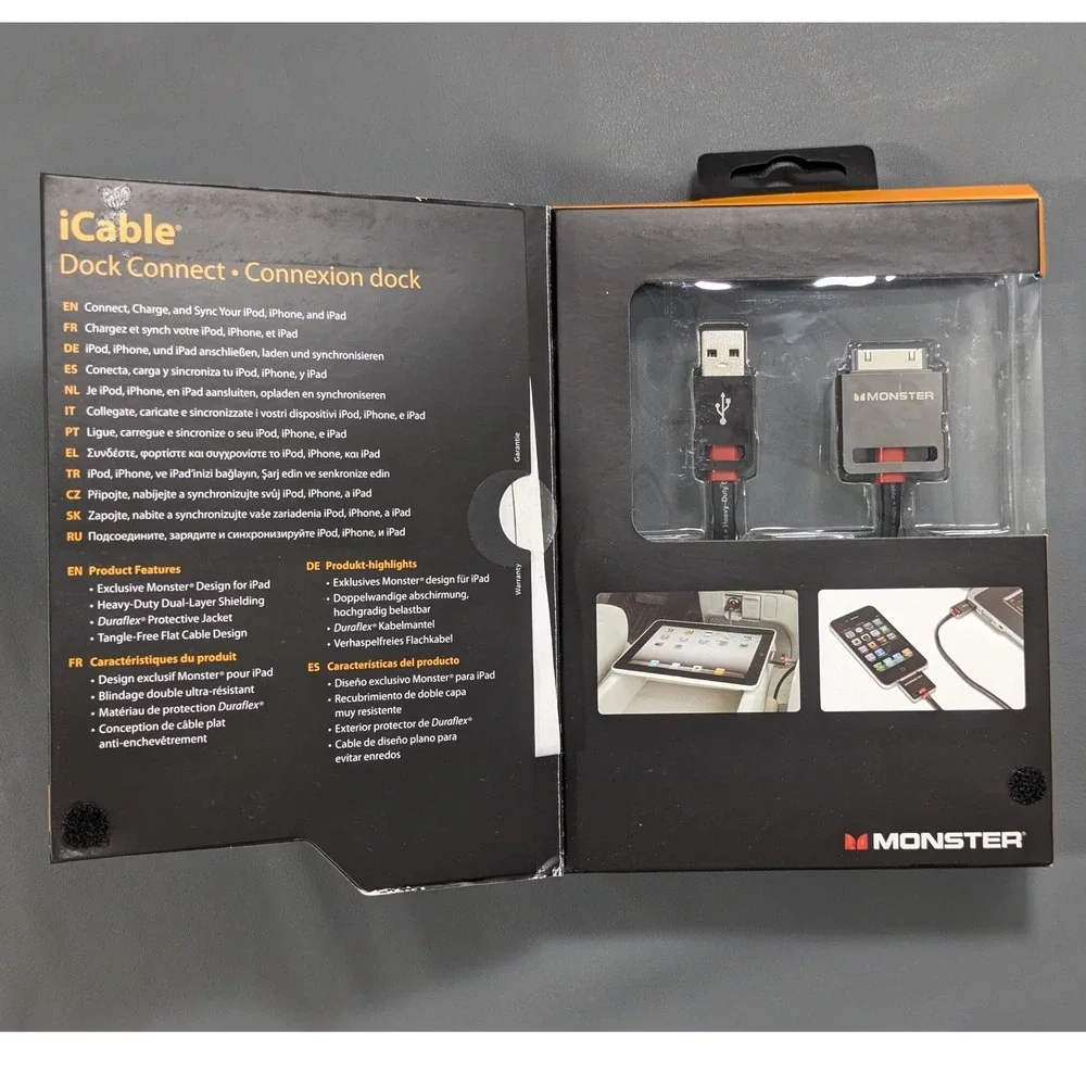 Monster iCable Dock Connect 30-Pin to USB Sync Charge Cable 1M 3.28FT New